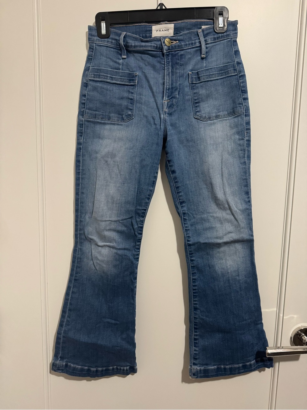 Frame Denim Blue Le Bardot Crop Flare Jeans - Picture 4 of 5